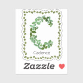 Letter C Botanische & Klavergroene bladeren Monogr Sticker (Vel)