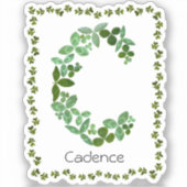 Letter C Botanische & Klavergroene bladeren Monogr Sticker (Voorkant)