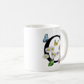 Letter C Botanische Waterverf Butterfly Monogram Koffiemok (Voorkant rechts)