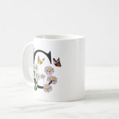 Letter C Botanische Waterverf Butterfly Monogram Koffiemok (Voorkant links)