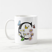 Letter C Botanische Waterverf Butterfly Monogram Koffiemok (Links)