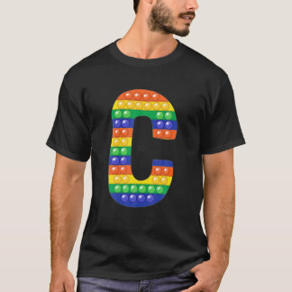 Letter C Capital Alphabet Fidget Pop it Funny Matc T-shirt