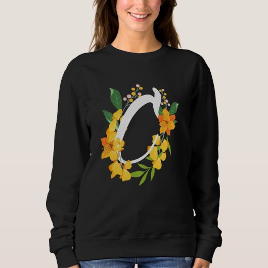 Letter C Capital Alphabet Flowers Monogram Initiaa Trui (Voorkant)