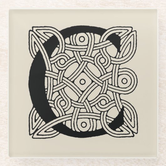 Letter C  Celtic Knot Monogram Glazen Onderzetter (Voorkant)