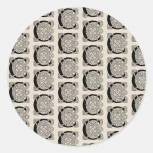 Letter C  Celtic Knot Monogram Ronde Sticker