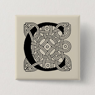 Letter C  Celtic Knot Monogram Vierkante Button 5,1 Cm
