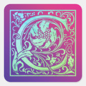 Letter C Colorful  First Letter Gradient Vierkante Sticker (Voorkant)
