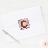 Letter C Creatief Hart Cluster Vierkante Sticker (Envelop)