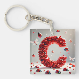 Letter C Creatieve Hart Cluster Sleutelhanger