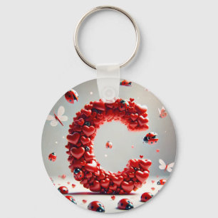 Letter C Creatieve Hart Cluster Sleutelhanger