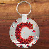 Letter C Creatieve Hart Cluster Sleutelhanger (Voorkant)