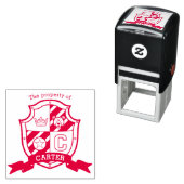 Letter C crest boek aangepaste naam kinder bibliot Zelfinktende Stempel (In situ)