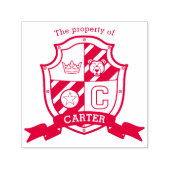 Letter C crest boek aangepaste naam kinder bibliot Zelfinktende Stempel (Design)