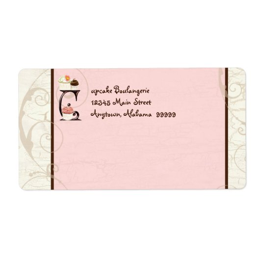Letter C Cupcake Zakelijk adres Mailing Labels (Voorkant)