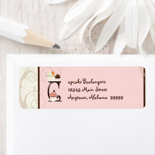 Letter C Cupcake Zakelijk adres Mailing Labels (Insitu)