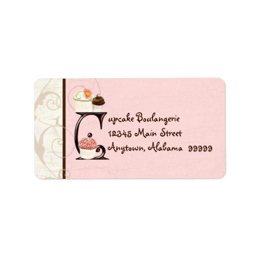 Letter C Cupcake Zakelijk adres Mailing Labels (Voorkant)
