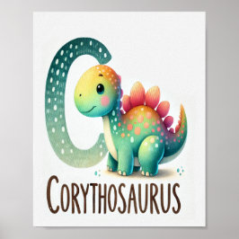 Letter C, Dinosaur Alphabet Waterverf Poster