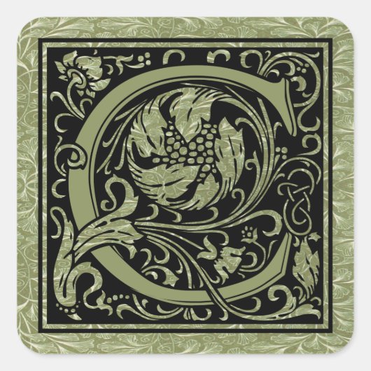 Letter C Eerste Letter Monogram Vierkante Sticker (Voorkant)