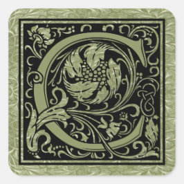 Letter C Eerste Letter Monogram Vierkante Sticker