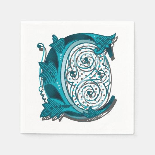 Letter "C" Elegant geborduurd Servet (Voorkant)