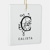 Letter C Elegant Monogram Kerst Ornament (Rechts)