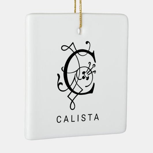 Letter C Elegant Monogram Kerst Ornament (Rechts)
