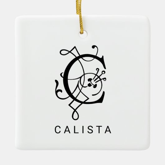 Letter C Elegant Monogram Kerst Ornament (Voorkant)