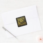 Letter C First Letter Faux Gold Black Vierkante Sticker (Envelop)
