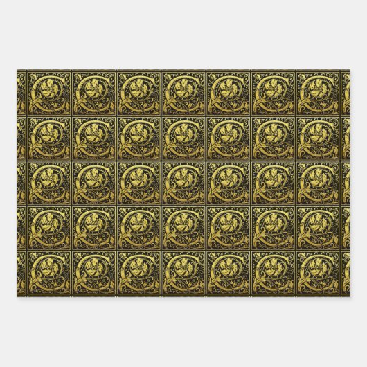 Letter C First Letter Faux Gold Inpakpapier Vel (Voorkant)
