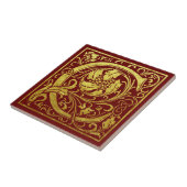 Letter C First Letter Faux Gold Red Tegeltje (Zijkant)