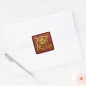 Letter C First Letter Faux Gold Red Vierkante Sticker (Envelop)