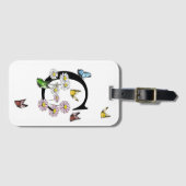 Letter C Floral Butterfly Monogram Initiaal Bagagelabel (Voorkant (horizontaal))