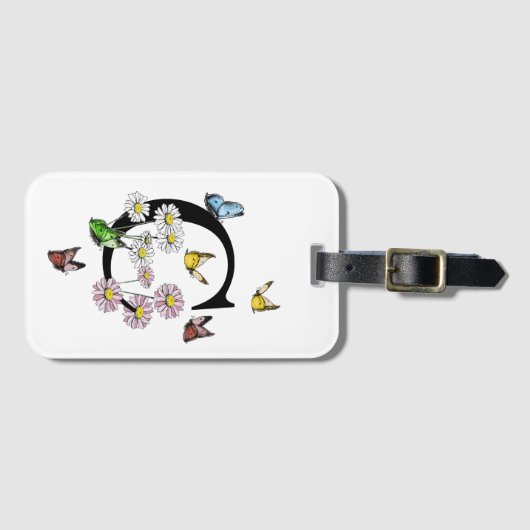 Letter C Floral Butterfly Monogram Initiaal Bagagelabel (Voorkant (horizontaal))