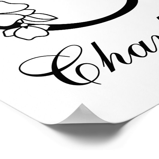 Letter C Floral Modern Zwart Monogram Kwekerij Poster (Hoek)