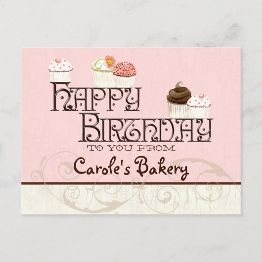 Letter C Gelukkige Verjaardag Cupcake Zakelijke an Briefkaart (Voorkant)