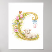 Letter C Gold Spring Nature Monogram Lamb Poster (Voorkant)