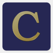 Letter C Gold Square Sticker (Voorkant)