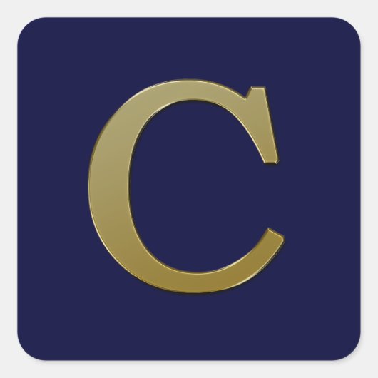 Letter C Gold Square Sticker (Voorkant)