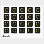 Letter C Gold Square Sticker (Vel)