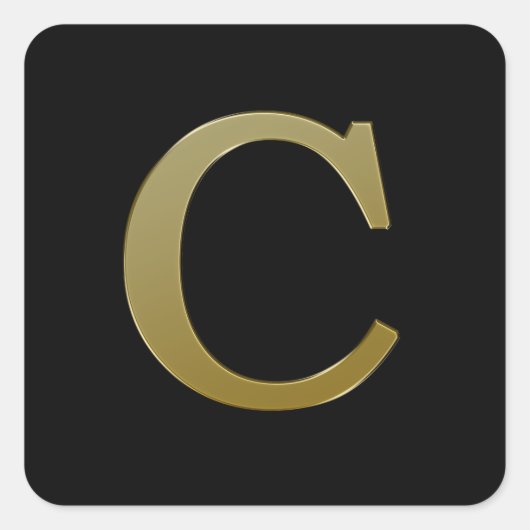 Letter C Gold Square Sticker (Voorkant)