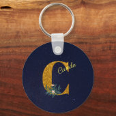 Letter C Golden monogram Sleutelhanger (Voorkant)