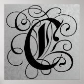 Letter C, Gothic Monogram Black Poster (Voorkant)