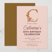 Letter C Gouden Monogram Roze Rozen