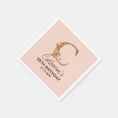 Letter C Gouden Monogram Roze Rozen Servet (Hoek)