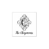 Letter C Initiaal Elegant Flourish Monogram Name Rubberstempel (Afrduk)