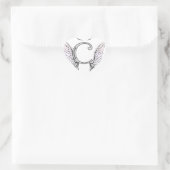 Letter C Initiaal Monogram met Angel Wings & Halo Hart Sticker (Tas)