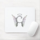 Letter C Initiaal Monogram met Angel Wings & Halo Muismat (Met muis)