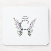 Letter C Initiaal Monogram met Angel Wings & Halo Muismat (Voorkant)