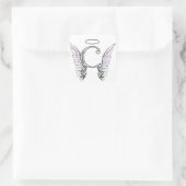 Letter C Initiaal Monogram met Angel Wings & Halo Vierkante Sticker (Tas)