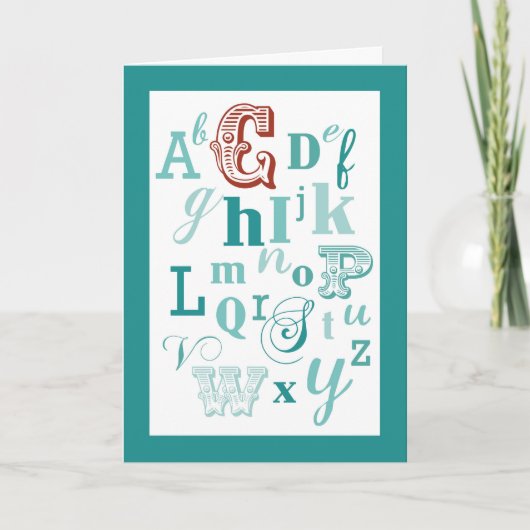 Letter C Initiaal Naam Alphabet Birthday Blauwgroe Kaart (Voorkant)